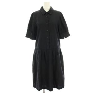ワンピース 1 黒 ブラック 半袖 ひざ丈 絹 シルク混 /HN