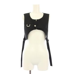 ビッグディテールベスト ショート丈 ジップアップ ワンカラー Vネック F 黒 ブラック 522420400201