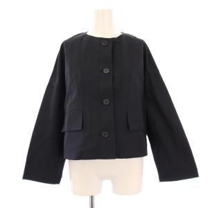 25SS ウェザーノーカラージャケット アウター ショート丈 ワンカラー F 紺 ネイビー タグ付き 25010900926010