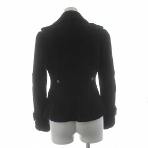 BURBERRY BLUE LABEL ピーコート Pコート 裏地チェック柄 ウール 36 黒 ブラック E1F34-254-09 /KU