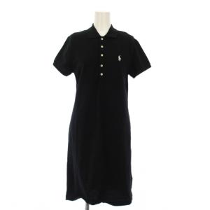 ポロワンピース 半袖 ひざ丈 スモールポニー S 黒 /KH