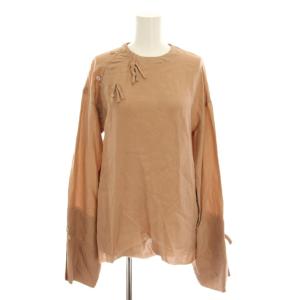 ベルスリーブブラウス シャツ 長袖 リボン カットオフ 32 ピンクベージュ AC0196 /YT