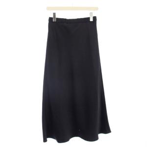 フレアスカート イージー マキシ ロング ウエストゴム 無地 ワンカラー 36 紺 ネイビー /BB