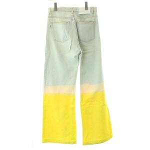 MSGM デニム ジーンズ 38 水色 黄色 バイカラー ワイド フルレングス /NS