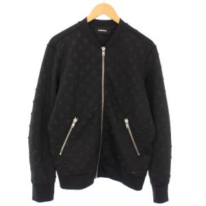 ボンバージャケット ブルゾン ジップアップ エンボス加工 スター M 黒 TR00083 /TK
