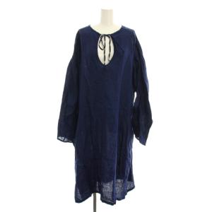 ヨウジヤマモト ワンピース ロング リネン 長袖 1 紺 ネイビー YW-D05-300 /YM