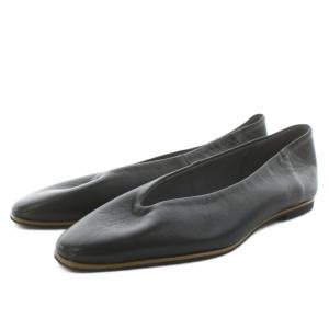 CUIR VERITABLE パンプス フラットシューズ 23.5cm 黒 ブラック /AN27