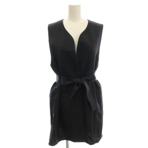 23SS キュプラコットンリネンフレアジレ ベスト ノースリーブ F 黒 ブラック 23010938203010