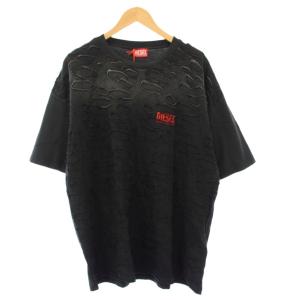 タグ付き Tシャツ カットソー 半袖 デストロイ加工 XL 黒 T-BOXT-R29 /KH