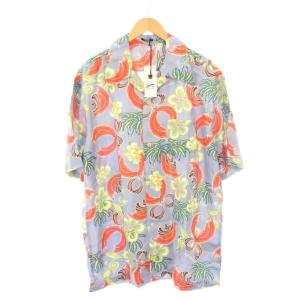 タグ付き SCISSOR ALOHA SHIRT アロハシャツ 半袖 オープンカラー XL 青 /KH