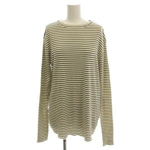 23AW ボーダーリブロングスリーブTシャツ カットソー 長袖 F 白 ブラック 23070560401330