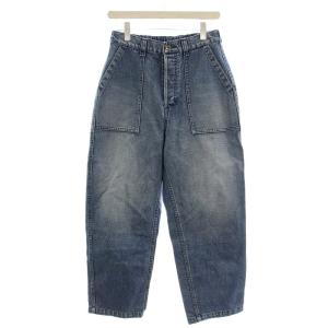 24SS デニム ベイカーパンツ テーパード ウォッシュ加工 S 青 ブルー 24030440228020