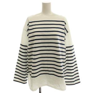 IENA別注 パネルボーダー ロンT 長袖 Tシャツ F 白 ネイビー 紺 25-070-915-0012