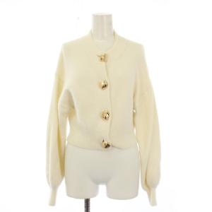 24AW ボタンフラッフィーニットカーデ カーディガン 長袖 ショート丈 クルーネック ウール混 F アイボリー