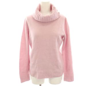 ニット セーター ウール 38 ピンク タートルネック 長袖 ボタン付きネック /HN