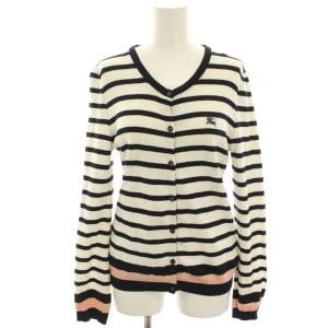 ニットカーディガン 38 白 ホワイト 黒 ブラック ボーダー Vネック 長袖 /HN