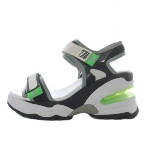 COSMOS サンダル ウエッジソール プラットフォーム 厚底 ベルクロ 37 ホワイト ブラック グリーン