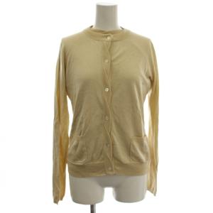 アンサンブルニット 絹 シルク S ベージュ クルーネック 長袖 前ボタン /JP