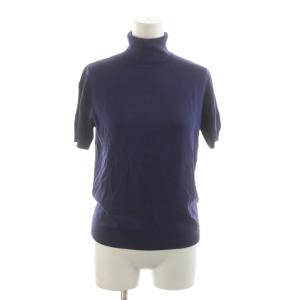 タグ付き ニット セーター 半袖 絹 シルク タートルネック S 紺 ネイビー /RR
