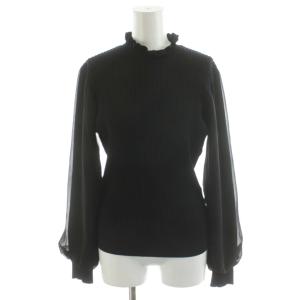 COUTURE ニット セーター 長袖 リブ フリル 38 黒 ブラック F736-008 /AN61