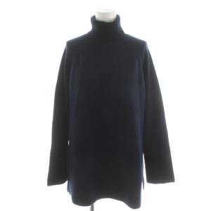 CASHMERE RIB HEM TNK PO ニット セーター 長袖 タートルネック カシミヤ S 紺