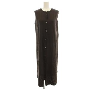 PLACKET DR ノースリーブ ワンピース ロング S 茶 ブラウン 01-1205712-046-902