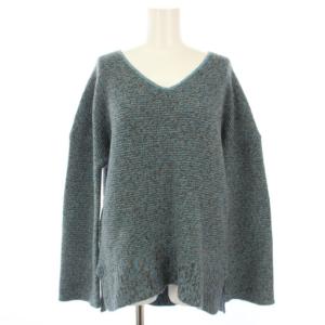 CASHMERE KARENIA MOULINE ニット セーター カシミヤ Vネック 長袖 S 青 01-1301720-850-902