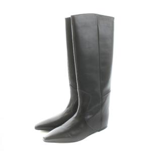 22AW ロングブーツ インヒール レザー やぎ革 38 黒 ブラック 22093210004230 /KU