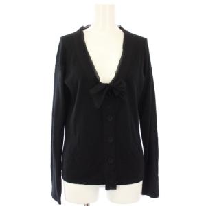 カーディガン カシミヤ シルク ニット Vネック 長袖 リボン S 黒 A6.MMA.TWS.52M /TK