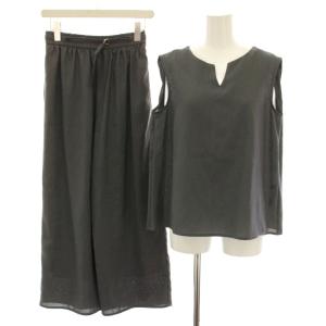 24SS セットアップ 上下 シャツ ブラウス プルオーバー ノースリーブ ワイドパンツ イージー グレー