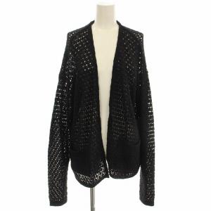 25SS リネン混 ガウンカーディガン 鍵編みカーディガン 長袖 F 黒 ブラック 25080900094020