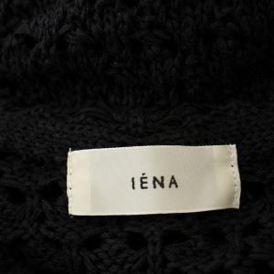 IENA 25SS リネン混 ガウンカーディガン 鍵編みカーディガン 長袖 F 黒 ブラック 25080900094020