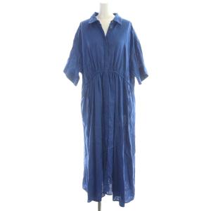 23SS ウエストギャザーシャツワンピース 38M 青 ブルー 半袖 23040200408020 /AP