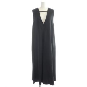 23AW ワンピース ロング ノースリーブ Vネック F 黒 SHE-33830-B /AP