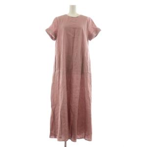 22SS ワンピース ロング 麻 リネン 38 ピンク 半袖 無地 /RR