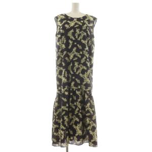 22SS フラワープリントワンピース ロング 紫 パープル ノースリーブ ペチコート付き /RR