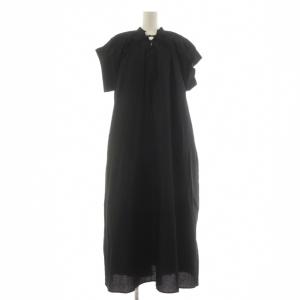 22SS ワンピース ロング 黒 ブラック ノースリーブ レースアップ /RR