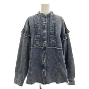 デニムフリルシャツ USED加工 長袖 シャツ F 青 ブルー 600-5111006 /G