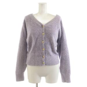 23AW カーディガン ラメニット 金ボタン 2 紫 パープル 43458760 /AN55
