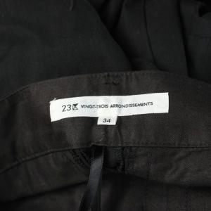 23区 22SS コットンリネンストレッチ ベイカー パンツ 34 黒 ブラック 無地 フルレングス PRWSNM0401