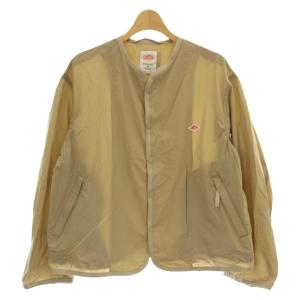 ダブルクロスシャツカーディガン ナイロン 薄手 ノーカラー ジャケット S ベージュ FA32-114-01