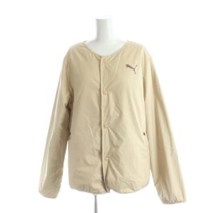 中綿ジャケット リバーシブル L ベージュ 紫 パープル 無地 ノーカラー 長袖 /AP