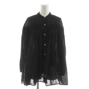 シャツ ブラウス 長袖 スタンドカラー 黒 ブラック /RR