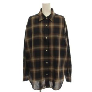 25AW メタルボタンTRチェックルーズシャツ シャツ 長袖 ブラウス F 黒 茶 25050200216030