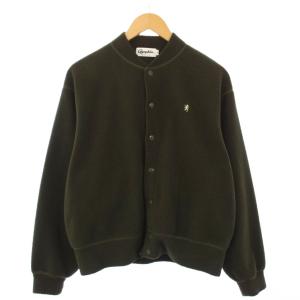 フリースジャケット ボア アウター ショート丈 ストレッチ ワンカラー 刺繍 ワンポイント 14 カーキ