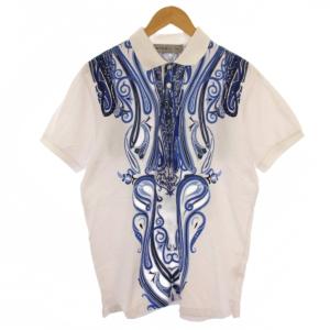 ポロシャツ 半袖 柄 XL 白 紺 131-11512-4049 /BM