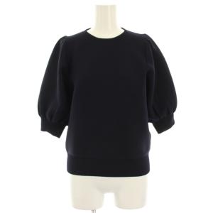 パフスリーブニット カットソー 紺 ネイビー 五分袖 1518-199-1701 /HN