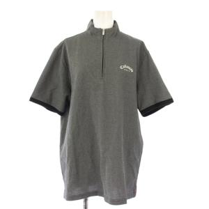 GOLF ゴルフウェア カットソー 半袖 スタンドカラー ハーフジップ ロゴ ストレッチ L グレー /BB