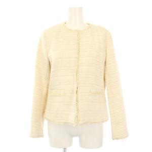 SOFT TWEED GLORIANA N ノーカラージャケット ツイード 38 白 03-0104120