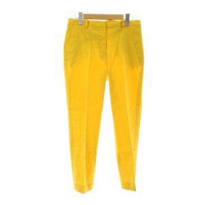 ECO CRUNCH WASH SOMI E パンツ 麻 リネン 38 イエロー 無地 長ズボン プリーツ